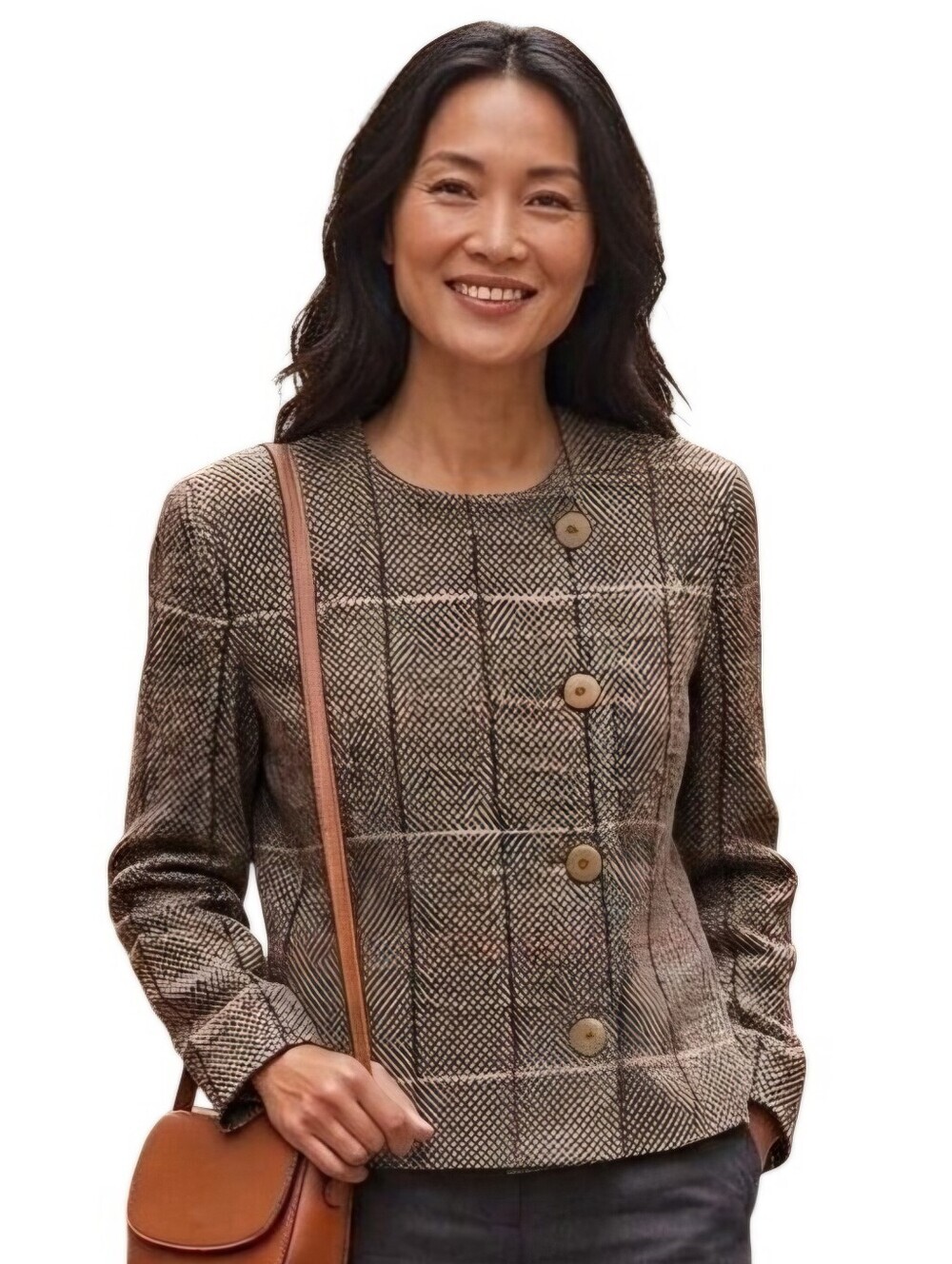 Giorgio Armani Via Borgonuovo 21 Milano Wool Blend Brown Plaid Blazer Size 46